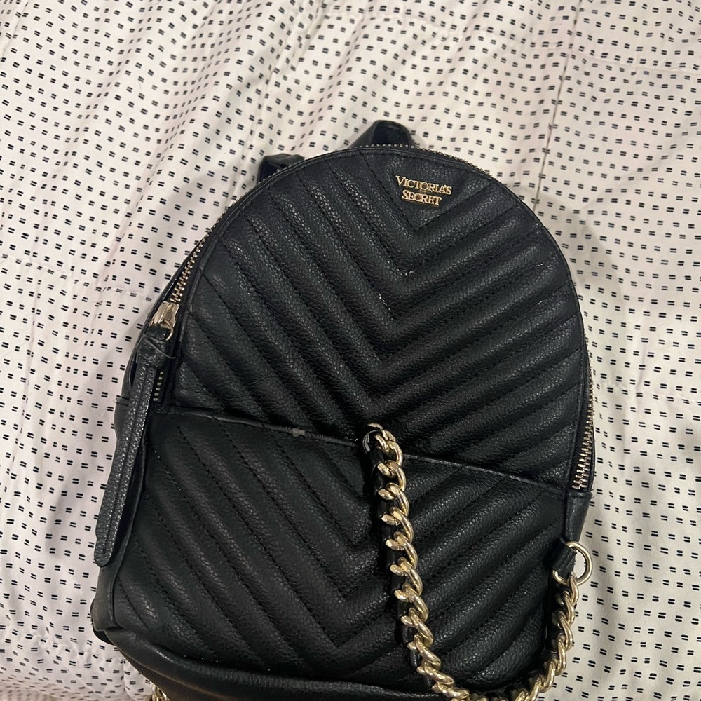 Victoria's Secret Black Quilted Women's Backpack with defect